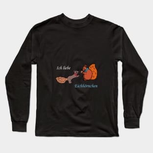I love squirrels (German) Black Long Sleeve T-Shirt
